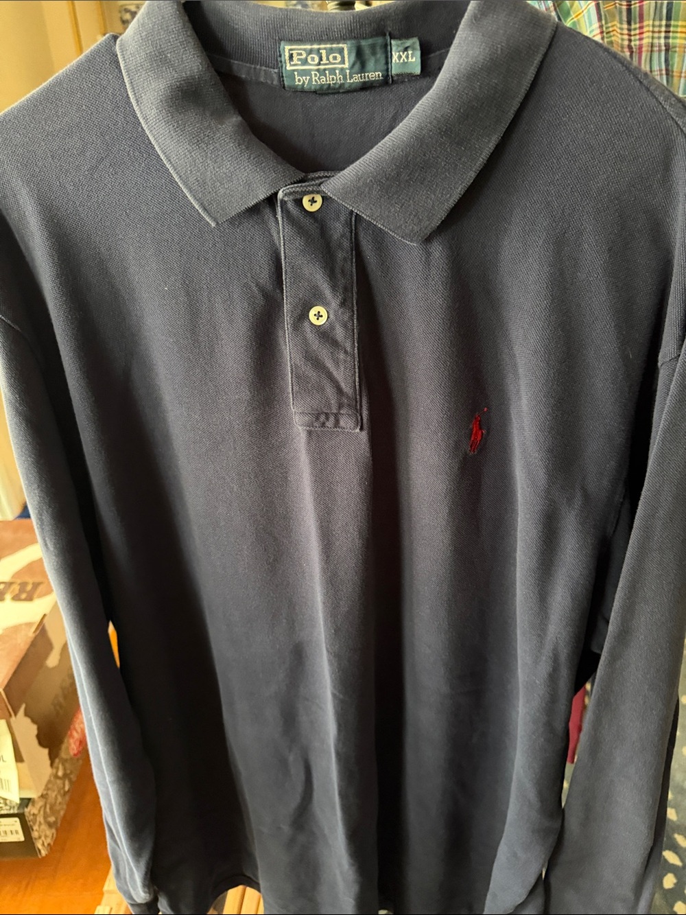 Polo by Ralph Lauren Navy Long-Sleeve Polo with Red Pony